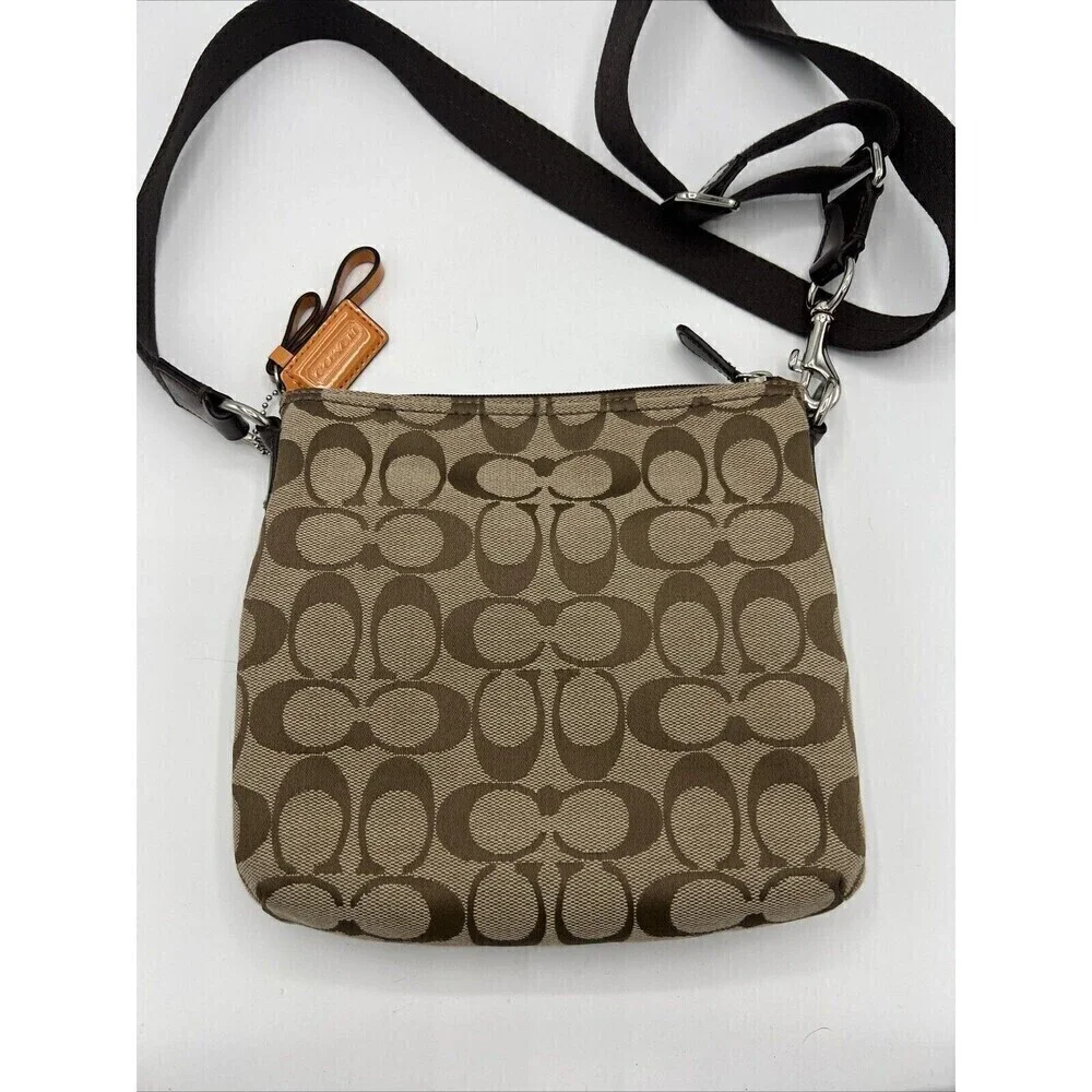 COACH Signature C Jacquard PARK Swingpack Crossbody  F49148 Khaki Mahogany